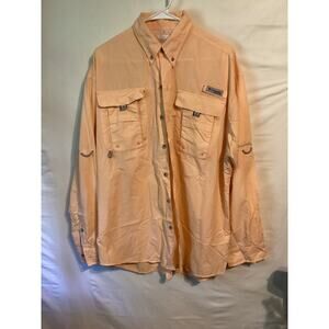 1670 Columbia PFG Button Down Shirt Men Orange Vented Size Medium